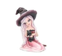 Rosa Pink Witch & Black Cat Figurine Gothic Witch Halloween Nemesis Now