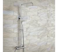 Rosa Round Exposed Thermostatic Dual Control Shower Mixer - Riser Rail Kit & Easy Fittings
