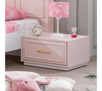 rosa wooden kids bedside cabinet in pink and white