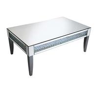 rosalie coffee table in silver with mirrored glass and crystals