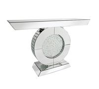 rosalie console table rectangular in mirror silver with crystals