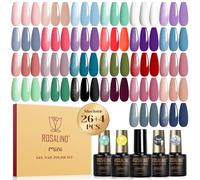 ROSALIND 30PCS Gel Nail Polish Set with Glitter Glossy Matte Top Coat