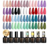 ROSALIND Gel Nail Polish Set 24PCS with Base Coat Glossy Matte Top Coat Gel Polish