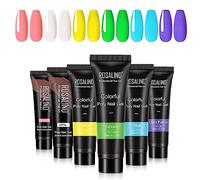 ROSALIND Neon Poly Nail Gel Kit 6 Colors 15ml Green Yellow Blue White Pink and Purple Nail Builder Gel Extension Tubes Set for Women DIY Manicure at Home (Candy Colours)