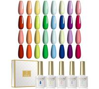 ROSALIND UV Nail Polish Set of 20 Colour Gel for Gel Nails Gel Nail Polish Set with Base and Top Coat & Primer & Matte Coat, UV LED Soak Off Gel Nail Polish Set 6 ml