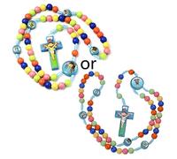 Rosary Bead Necklace for Kids, Religious Catholic Jewelry Gift for Children, Stainless Steel Pendant with Cross Charm, Daily Wear & First Communion
