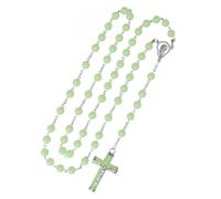 Rosary Beads Catholic for Women Rosary Necklace Wooden Cross Pendant Necklace Baptism Gifts Confirmation First Communion Gifts Easter Basket Stuffers Easter Gifts, Zinc, No Gemstone