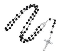 Rosary Beads - Rosary Beads Catholic Women, Orthodox Cross, Black Intersect Necklace, Religious Jewelry, Catholic Jesus Cross Pendant Necklace, Strong Beaded for Man Women, Religious gifts