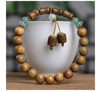 Rosary Beads,Vintage Green Sandalwood Knot Bracelet Wooden Buddha Bead Mala Prayer Beads Meditation Bracelet