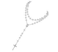 Rosary Catholic Crystal Beads Necklace with Miraculous Medal Crucifix Cross Mens Womens Gift First Communion Catholic Crystal Beads Necklace, フリーサイズ