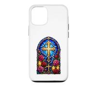 Rosary Cross Roses Catholic Gothic Cathedral Mosaic Art Case for iPhone 12/12 Pro
