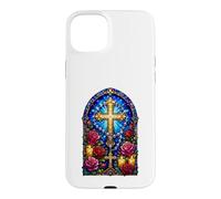 Rosary Cross Roses Catholic Gothic Cathedral Mosaic Art Case for iPhone 15 Plus