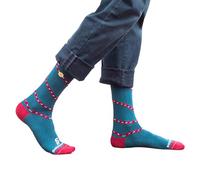 Rosary Design Blue and Red Polyester Blend Novelty Religious Socks, Adult