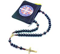 Rosary for Men,Rosary Necklace with Wooden Rosary Black Beeds,Rosarios Catolicos para Hombre,Regalos para Hombre,Crucifijo del Perdon,La Cruz del Perdon Catolica,Recuerdos para Bautizo,San Benito