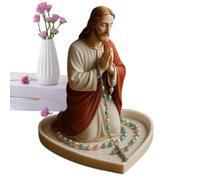 Rosary Holder Mary Rosary Beads Necklace Holder Resin | Collectible Figures for Student Office Couples Party Men Teacher Offices Office Birthday