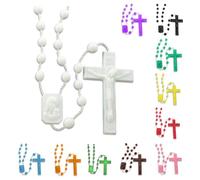 Rosary Mart Catholic Rosary Beads for Prayer - White Plastic Rosarios Catolicos Necklace with Crucifix for Women, Men, Religious Gifts for Baptism, Church Favors - Pack of 25