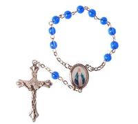 Rosary Our Lady Beads. Miraculous Medal. One Decade Beads. Blue Miraculous Medal Beads. One Decade Car Beads.