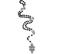 Rosary with Saint Benedict Medals and Pardon Crucifix | Black Hail Mary Beads with Gold-Tone Accents | Great Catholic Gift | 20.5" Long