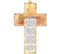 rosarybeads4u Laser Engraved Wood Wooden 6" Crucifix Cross Plaque FOOTPRINTS