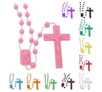 RosaryMart Catholic Rosary Beads for Prayer - Pink Plastic Rosarios Catolicos Necklace with Crucifix for Women, Men, Religious Gifts for Baptism, Church Favors - Pack of 25