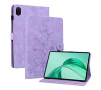 Rosbtib Case for Honor Pad X8a 2024 11 Inch, Multi-angle Viewing Faux Leather Protective Case with Card Slots Cover Lily Pattern, Purple