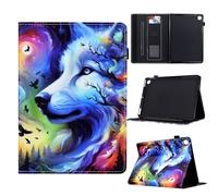 Rosbtib Case for iPad 9th/8th/7th Generation 10.2" 2021/2020/2019 Model, Folio Tablet Protective Cover Stand Case with Card Holder & Wake/Sleep Function & Pen Holder for iPad 10.2, Oil-painted wolf