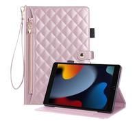 Rosbtib Case for iPad 9th/8th/7th Generation Model 2021/2020/2019 10.2 Inch, Wallet style PU leather tablet case with zip, Card Slot and Stand Function for iPad 10.2, Pink