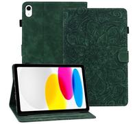 Rosbtib Case for iPad (A16) 11th Generation 2025 11"/ iPad 10th Generation 2022 10.9", PU Leather Protective Case with Stand Function and Card Slots, Mandala Design, iPad 11/10 Shockproof Case, Green