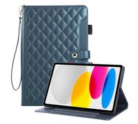 Rosbtib Case for iPad (A16, 2025) 11 Generation 11 Inch/iPad 10 Generation 2022 10.9 Inch, Checkered Embroidered PU Leather Case with Hand Strap, Stand and Magnetic Closure, Green