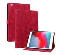 Rosbtib Case for iPad Mini 5/4/3/2/1 7.9 Inch, case for iPad Mini 5. 4. 3. 2. 1. Generation 7.9", Multi-angle Viewing Faux Leather Protective Case with Card Slots Cover Lily Pattern, Red