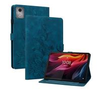 Rosbtib Case for Lenovo Tab K11 Plus/M11 Plus 2024 11.45 Inch, Multi-angle Viewing Faux Leather Protective Case with Card Slots Cover Lily Pattern, Blue