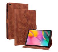 Rosbtib Case for Samsung Galaxy Tab A 10.1 Inch 2019 (SM-T510/ T515), Multi-angle Viewing Faux Leather Protective Case with Card Slots Cover Lily Pattern, Brown