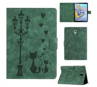 Rosbtib Case for Samsung Galaxy Tab A 10.5 Inch 2018 model SM-T590/T595 Faux Leather Protective Cover with Stand, A Loving Cat Couple under the Streetlight Print, Case for Galaxy Tab A 10.5, Green
