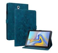 Rosbtib Case for Samsung Galaxy Tab A 10.5 Inch 2018 Model SM-T590 / T595, Multi-angle Viewing Faux Leather Protective Case with Card Slots Cover Lily Pattern, Blue