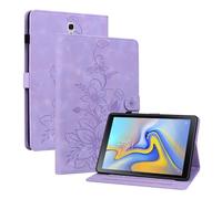 Rosbtib Case for Samsung Galaxy Tab A 10.5 Inch 2018 Model SM-T590 / T595, Multi-angle Viewing Faux Leather Protective Case with Card Slots Cover Lily Pattern, Purple