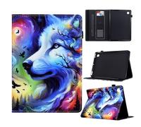Rosbtib Case for Samsung Galaxy Tab A11+ Plus / A9+ Plus Case 11" PU Leather Flip Cover with Multi-Angle Viewing Angles & Card Holder & Elastic Band, Oil-painted wolf