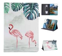 Rosbtib Case for Samsung Galaxy Tab S10 FE 10.9" & S9 FE 10.9" / Galaxy Tab S9 Case 11" PU Leather Flip Cover with Multi-Angle Viewing Angles & Card Holder & Elastic Band, Flamingos