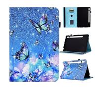 Rosbtib Case for Samsung Galaxy Tab S10 FE 10.9" & S9 FE 10.9" / Galaxy Tab S9 Case 11" PU Leather Flip Cover with Multi-Angle Viewing Angles & Card Holder & Elastic Band, Gorgeous butterfly