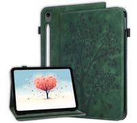 Rosbtib Case for Samsung Galaxy Tab S10 Lite / S10 FE / S9 FE 10.9 Inch Case Premium PU Leather Protective Cover with Elastic Band & Card Slots Heart Tree Pattern - Green