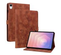 Rosbtib Case for Samsung Galaxy Tab S11 2025 Model SM-X730/X736 11 Inch, Multi-angle Viewing Faux Leather Protective Case with Card Slots Cover Lily Pattern, Brown