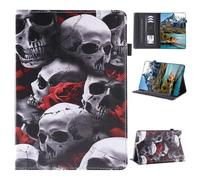 Rosbtib Case for Samsung Galaxy Tab S5e Case 10.5 Inch Model 2019 SM-T725/T720 PU Leather Flip Cover with Multi-Angle Viewing Angles & Card Holder & Elastic Band, Skull
