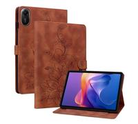 Rosbtib Case for Xiaomi Redmi Pad 2 2025 Model 25040RP0AG 11 Inch, Multi-angle Viewing Faux Leather Protective Case with Card Slots Cover Lily Pattern, Brown