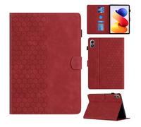 Rosbtib Case for Xiaomi Redmi Pad 2 Pro 2025 12.1 Inch Case with Stand with Card Slot, Hexagonal Textured Pattern Faux Leather Cover For Redmi Pad 2 Pro, Red