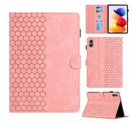 Rosbtib Case for Xiaomi Redmi Pad 2 Pro 2025 12.1 Inch Case with Stand with Card Slot, Hexagonal Textured Pattern Faux Leather Cover For Redmi Pad 2 Pro, Pink