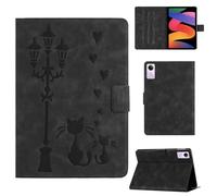 Rosbtib Case for Xiaomi Redmi Pad SE 2023 11 inch Faux Leather Protective Cover with Stand, A Loving Cat Couple under the Streetlight Print, Case for Redmi Pad SE 2023, Black
