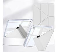 Rosbtib Hybrid Case for iPad 9th/8th/7th Generation Model 2021/2020/2019 10.2 Inch, Smart Cover Available In five angles, Impact Resistant HD Transparent Back Panel with Pen Holder, Grey