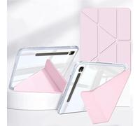 Rosbtib Hybrid Case for Samsung Galaxy Tab S10 FE 2025/S9 FE 2023 10.9" & Galaxy Tab S9 11", Smart Cover Available In five angles, Impact Resistant HD Transparent Back Panel with Pen Holder, Pink