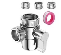 Roscid Faucet Diverter Valve Male 1/2 with Connection M22 X M24 Adapter, 3-Way Sink Faucet Splitter, Tap Converter Shower Solid Brass Shower Tap Attachment for Sink Kitchen Bathroom Bathtub, Grey