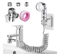 Roscid Sink Faucet Sprayer Attachment Set, Kitchen Bathroom Pet Bathing Shower Head with 9.8ft Hose and G1/2 / M22 / M24 Faucet Adapters, Hair Washing, Dog Shower and More (Faucet Not Included)