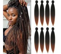 Rosdina 24" 8 Packs Pre Stretched Braid Hair Extensions Ombre Brown Braid Braids for Twist or Box Braids Yaki Texture Fits Cali T30 24"